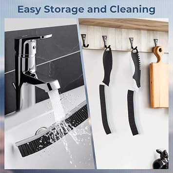 TQRR Hard Crevice Cleaning Brushes UK, Multifunctional Bathroom Accessory, Cleaning Brushes for Small Spaces, Cleaning tool for kitchen, Toilet, Tile, Sink, Home (6, Black)