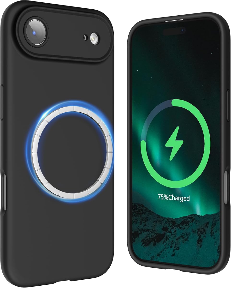 SURPHY Magnetic for iPhone Air Case, Upgraded [Full Camera Protection] [Liquid Silicone] Shockproof Gel Rubber Phone Case for iPhone 17 Air 6.5 inch 2025, Black