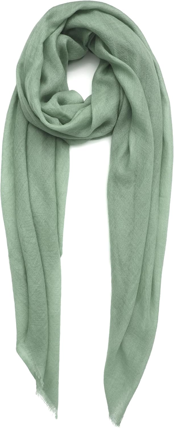 100% Cashmere Scarf Made in Kashmir (Gift Box) Large Warm Pashmina Women Men Winter Sage Green
