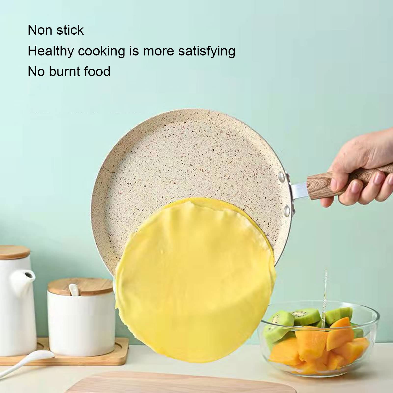 Nonstick Crepe Pan, Skillet Pan, Griddle Pancake Pan, Flat Skillet, Round Griddle Comal for Tortillas Crepe Maker Pan, Compatible with All Stovetops(18cm)