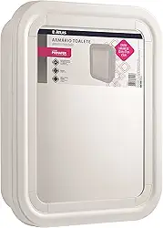 Atlas - Armário Plástico Pequeno para Toalete com Espelho de Prata, Tamanho 30x37x9cm, Cor Branca