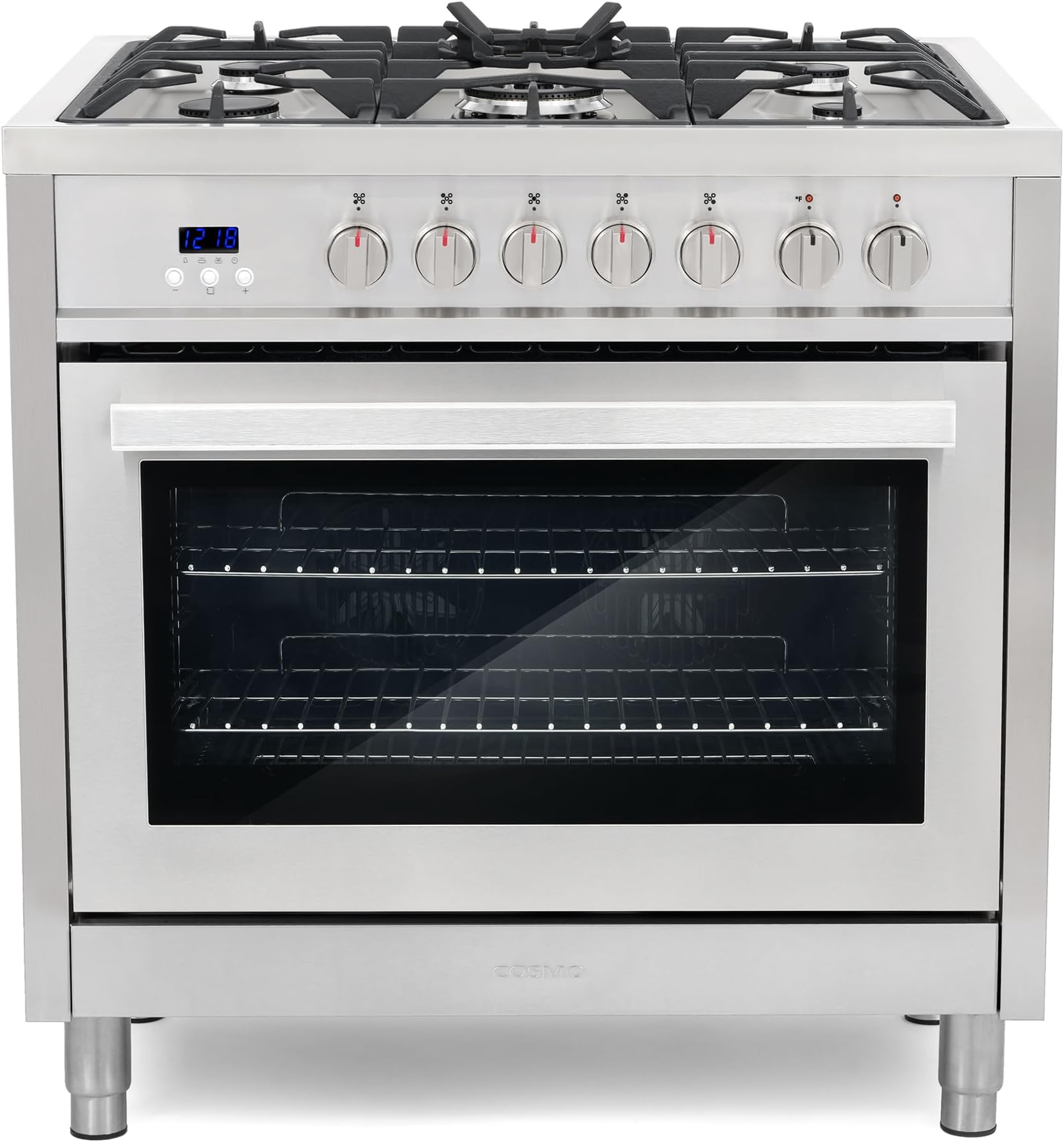 COSMO F965 36 in. Stellar Collection 3.8 cu. ft. Dual Fuel Range, 5 Sealed Burners, 8 Function Convection Oven in Stainless Steel