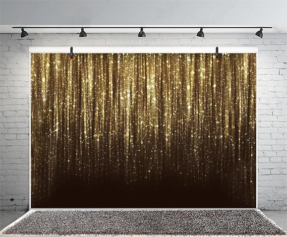 Black Gold Glitter Photo Backdrop Golden Spots Bokeh Sequin Birthday Party Decorations Supplies Banner Wedding New Year Party Photo Background Studio Photo Booth Props 7x5ft