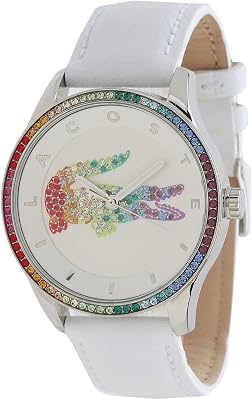 Lacoste Reloj Analógico de Cuarzo para Mujer Colección Victoria con Correa de Cuero Blanca - 2000822