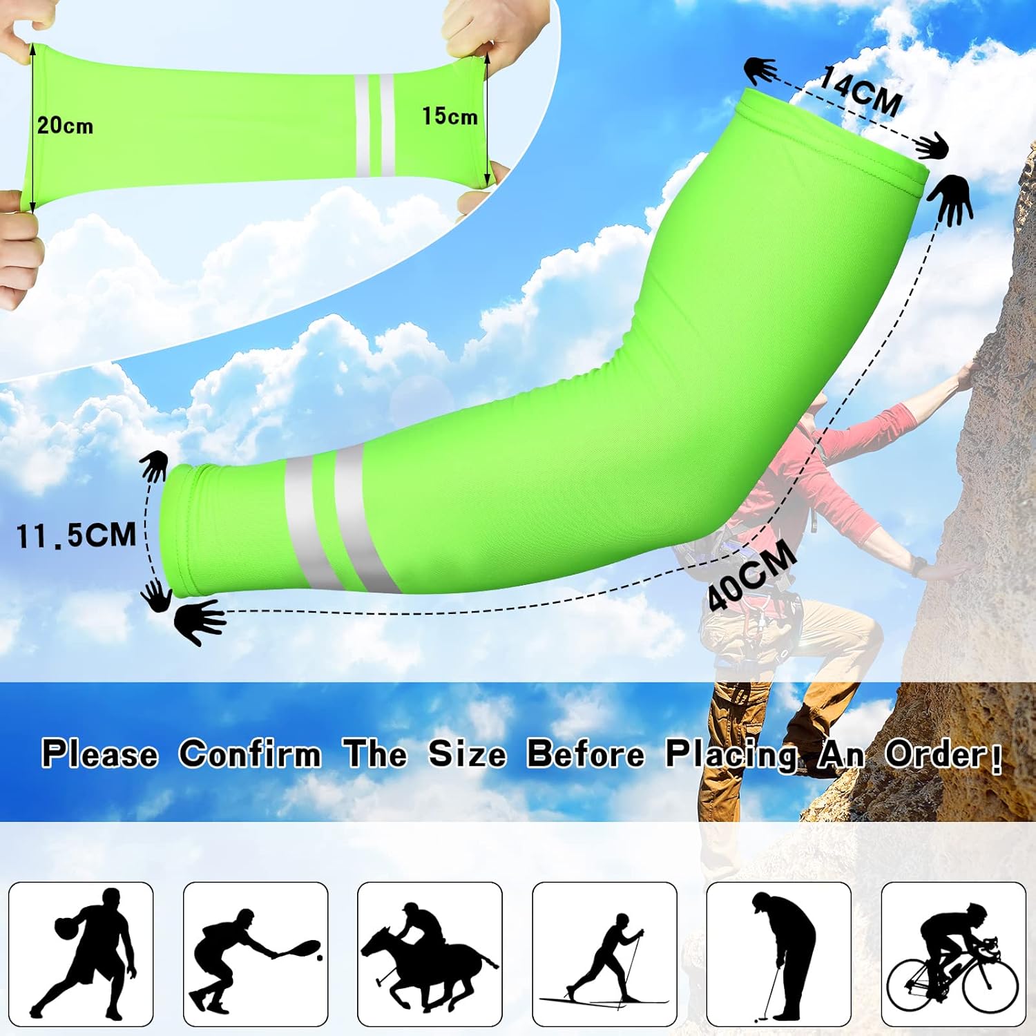 SATINIOR 3 Pcs Sun Hard Hat Neck Protection High Visibility Full Brim Mesh Sun Protection Bandana Headband Arm Sleeves with Reflective Strap for Construction Helmet Hard Hat(Neon Green)