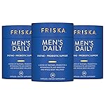 FRISKA Mens Daily Digestive Enzyme and Probiotics Supplement, Natural Support for Male Digestive Health, Bloating, Gas, Indigestion Relief, Supports Gut Health, Lactase and B-Vitamins, 90 Capsules
