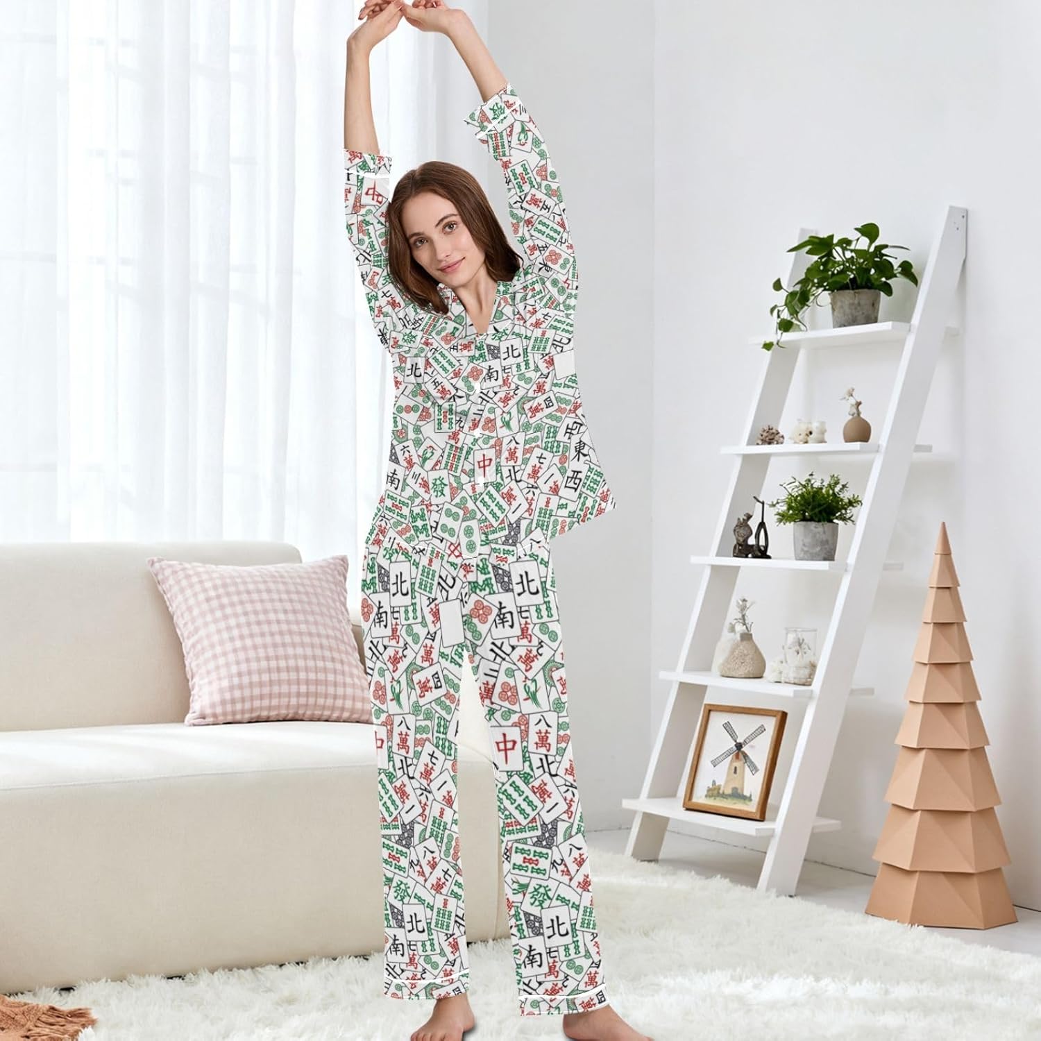 Womens Pajamas Set Long Sleeve Sleepwear 2 Piece Button Down Nightwear Soft Cotton Fall Pj Lounge Sets S-XXL - Image 5