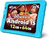 Tableta Topsand de 8 pulgadas con Android 15, ranura para tarjeta SIM desbloqueada, tableta celular con 4G LTE, Octa Core, 12GB RAM 64GB ROM expandible a 2TB, WiFi 5G, cámara de 8MP, 5100mAh, incluye funda (azul) 1