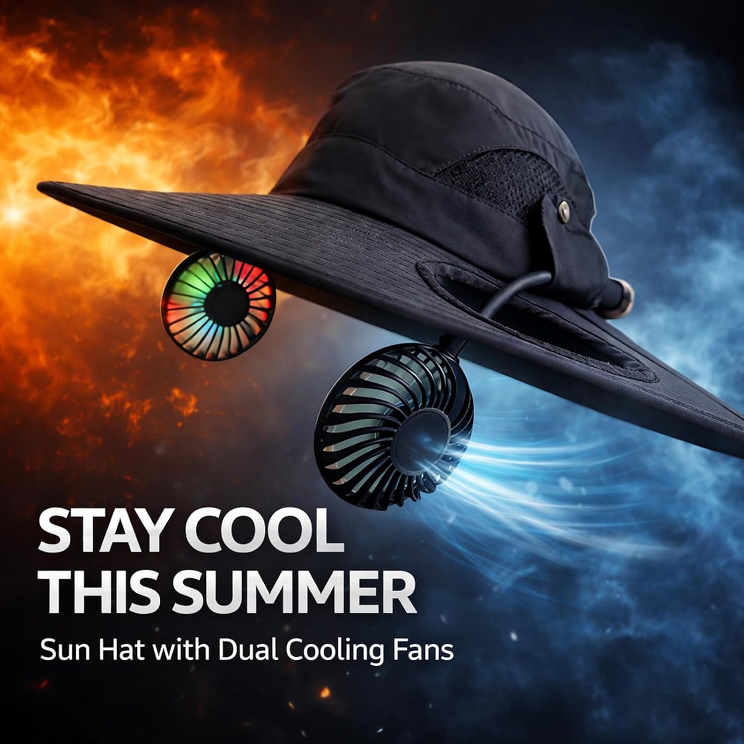 2-in-1 Hands-Free Hat Fan,Detachable Neck Fan,Wide Brim Sun Hats,Neck Fans That Blow Cold Air,Beach Vacation Essentials (Light Gray A)