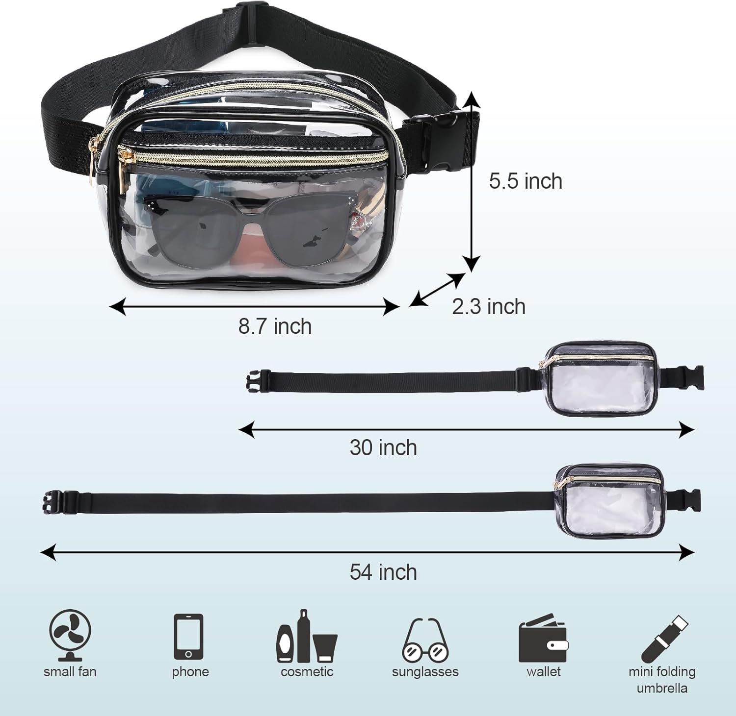 Clear Fanny Pack Stadium Approved,Bunnychill Clear Belt Bag Cross Body Bag for Women Men Transparent Waist Bag Crossbody Purse with Adjustable Belt for Sports, Beach, Events, Concerts, Festivals - Image 5