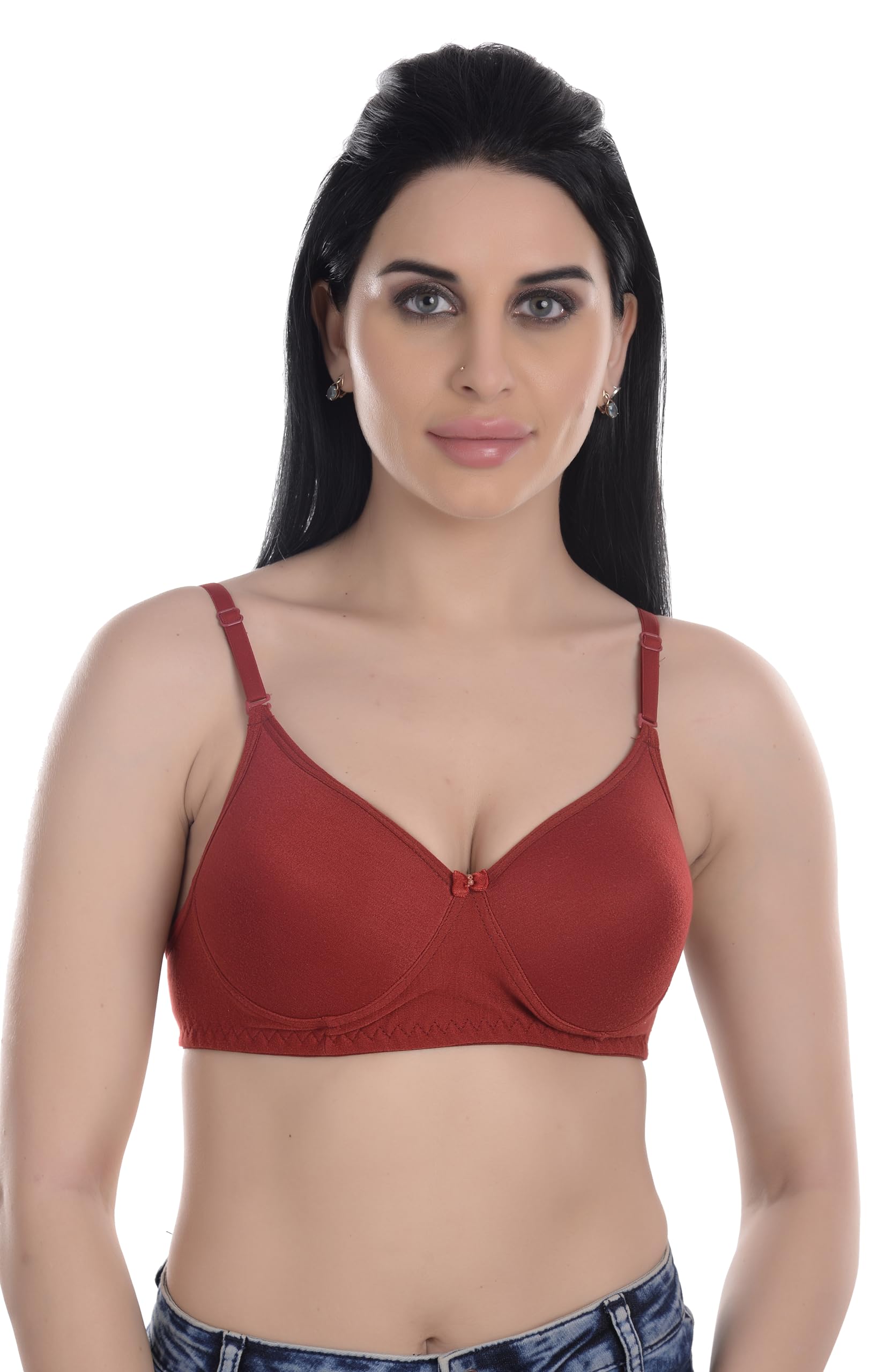Women's Lightly Padded Bra | Soft Cotton Blend Fabric | Wirefree | Breathable & Comfortable | Adjustable Straps | Full Coverage Everyday Bra for Women & Girls-image-32