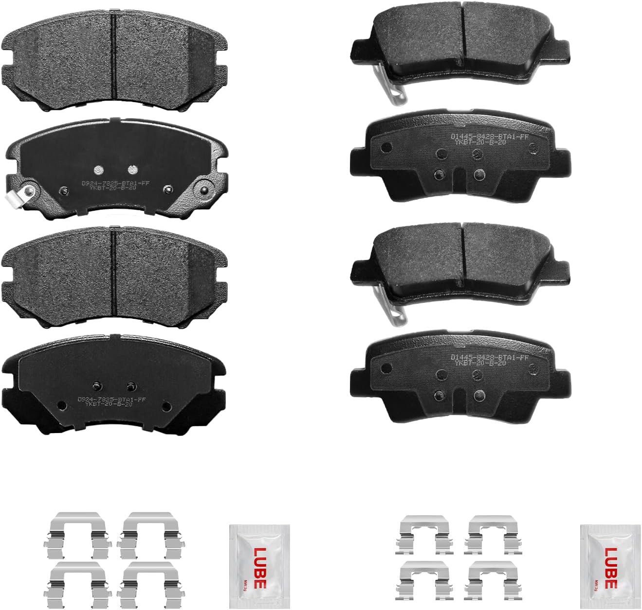 Replacement Front and Rear Ceramic Disc Brake Pads Kit w/Hardware fit for 2009 2010 Hyundai Sonata, 2010-2013 Kia Soul
