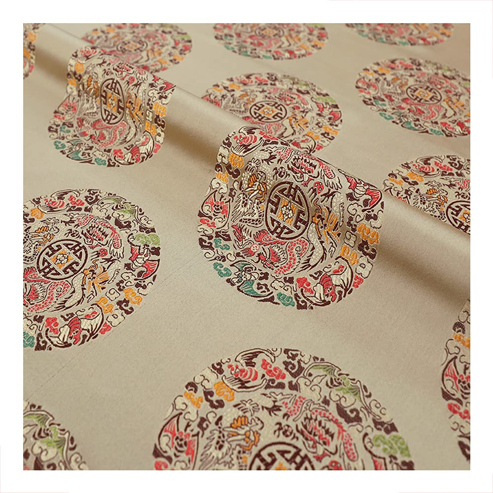 Goonsds H Chinese Satin Faux Silk Fabric Brocade Dress Clothes Cheongsam Tang Suit Diy Retro 75Cmx50cm,