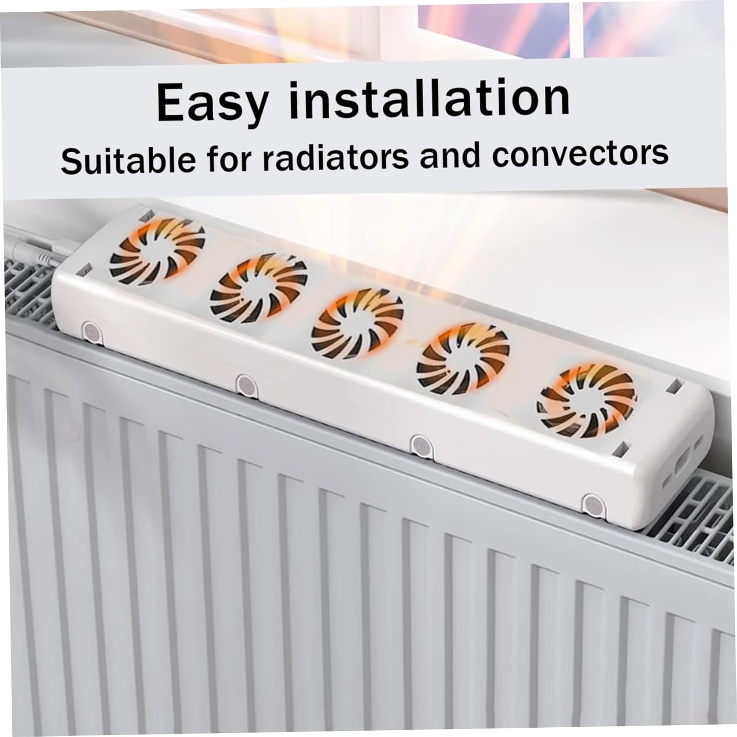 Household Radiator Fan Running Quiet Saving Energy Heater Fan Smart Radiator Amplifier Adjustable Speed with 5 Fans Easy Installation for Home