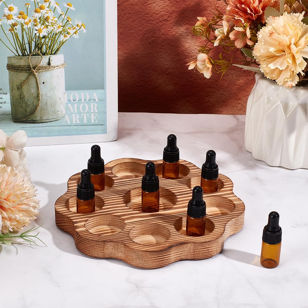 BENECREAT 6.5x0.65 inch(16.5x1.65cm) Flower-Shaped Wood Essential Oil Holder with 10 Slots - Image 4
