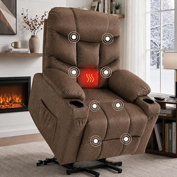 Himimi Power Lift Recliner Massage and Heat Fabric 5292 Brown