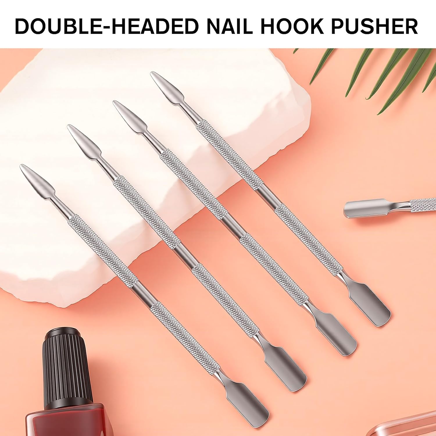 5 Pcs Dual-Sided Cuticle Pusher Set Nail Pusher and Remover Tool