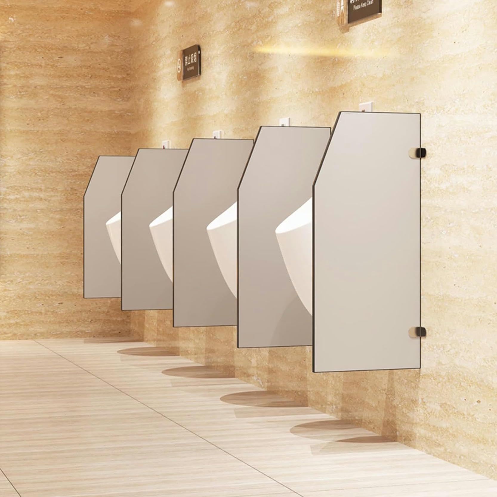 Urinal-Schirmbrett, Urinal-Trennwand mit Edelstahlbeschlägen, Urinal-Schirm, Wandtrennwand, öffentliche Toilettentrennwand, Sichtschutz für Männer-Urinale für Schule/Krankenhaus/Firma (C