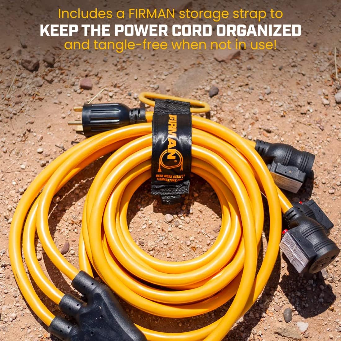 Firman 1101 Power Cord TT-30P to 3 x 5-20R 25ft Extension 10 AWG and Storage Strap