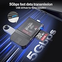 Vista 4 de Lector de tarjetas SD USB, ranuras dobles de alta velocidad USB 3.0 tipo C a adaptador de tarjeta micro SD para MicroSD SDHC SDXC compatible con PC