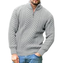 Mens Irish Fisherman Sweaters Cable Knit Half Zip Jacquard Pullover Sweater