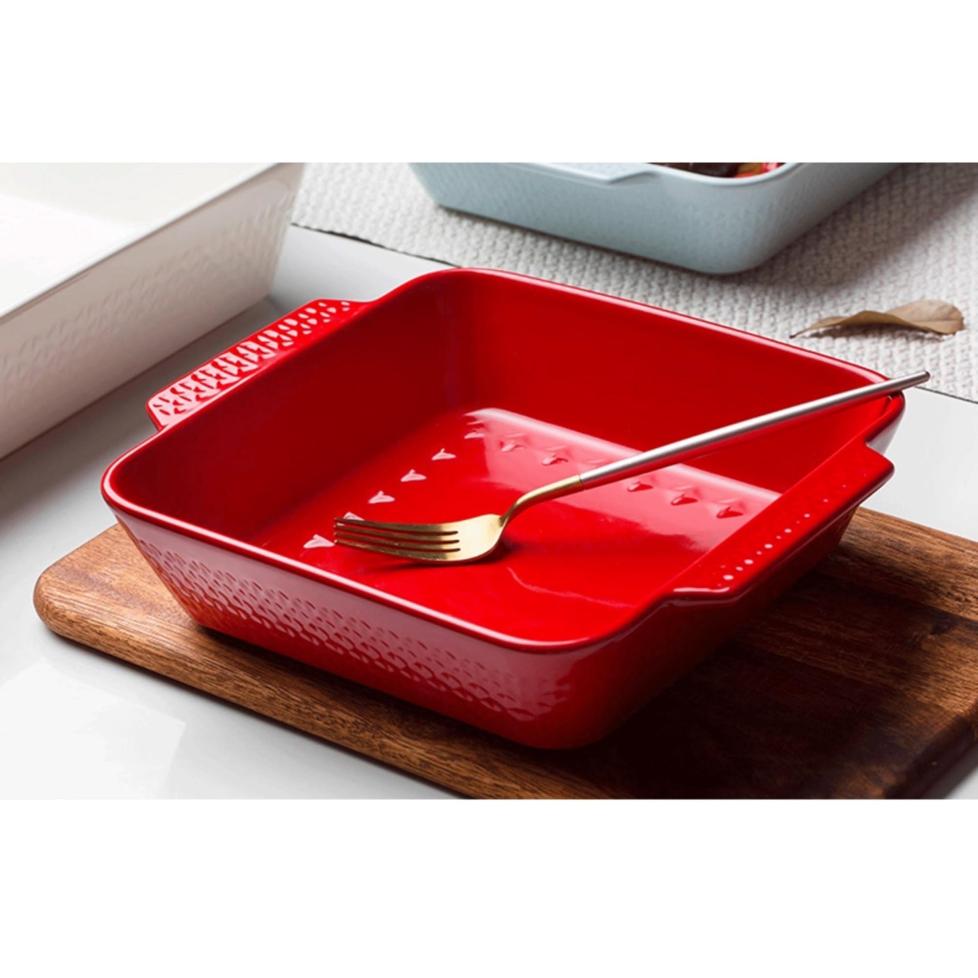 Fuente for hornear rectangular de cerámica con asas Universal(Blanco,Pequeño)