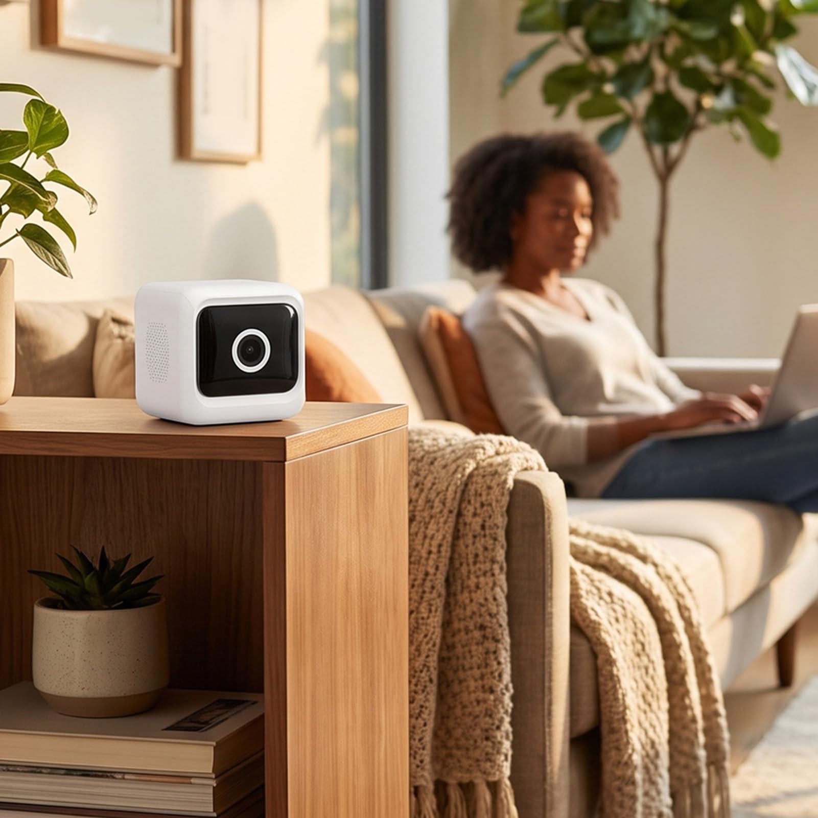 Sxhlseller Caméra de sécurité Intérieure 1080P pour la Surveillance (White)