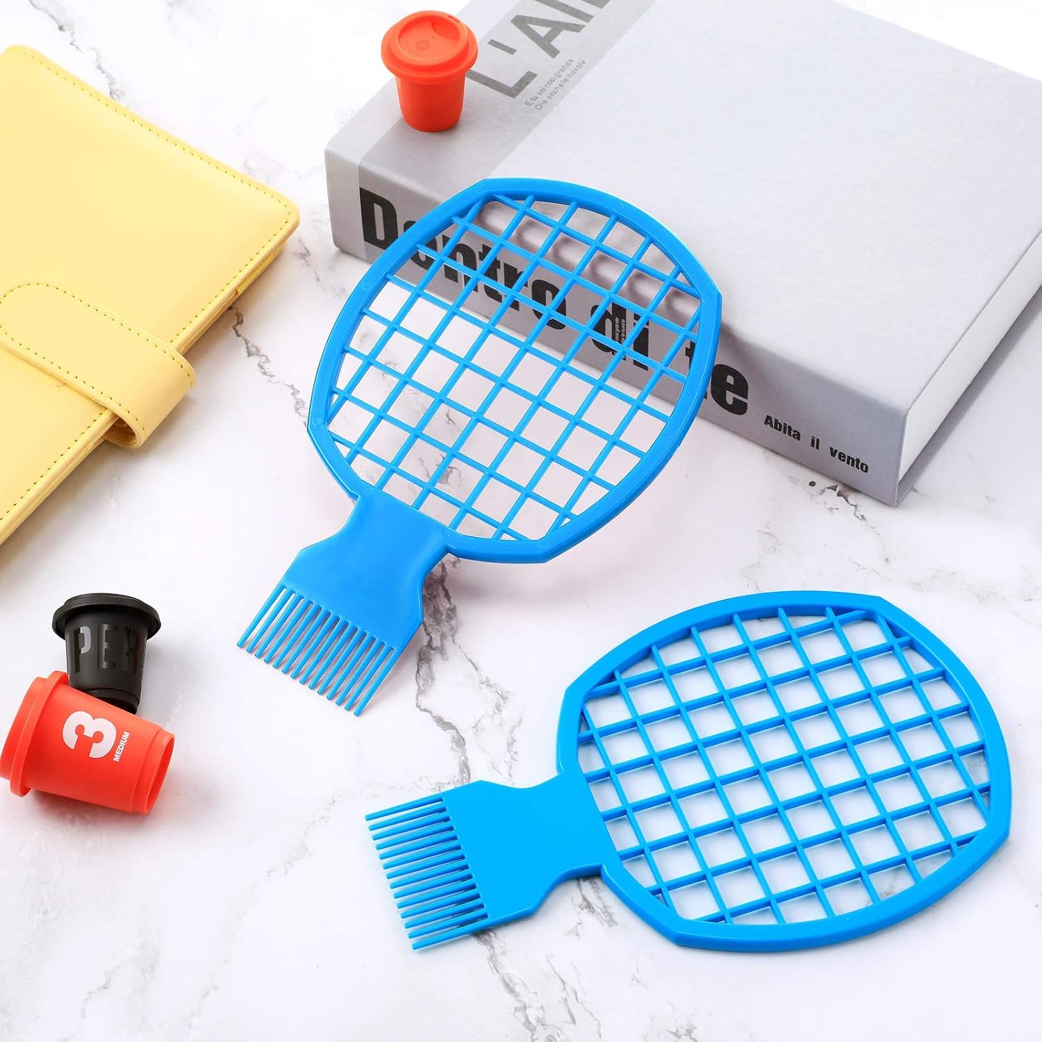 2 Pieces Twist Comb Curl Comb Twist Brush Afro Curl Comb Twist Hair Coils Comb Tool for Natural Hair (Blue)