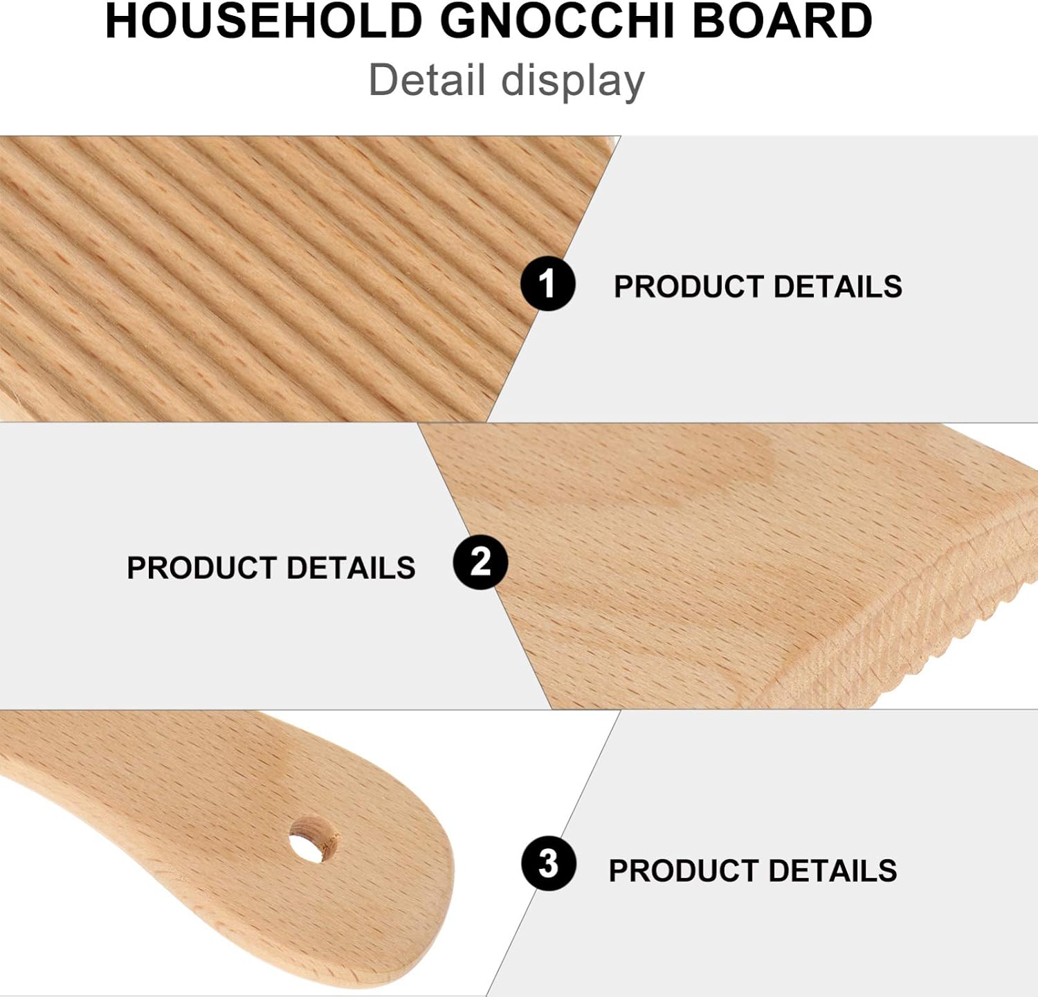 3pcs Wood Pasta Board Stripe Shaped Mold for Making Natural Wood Kitchen Tool Pasta Shaping for Home and Log