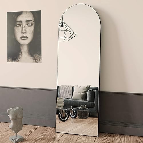 BEAUTYPEAK 64"x21" Arch Full Length Mirror, Hanging or Leaning Arched-Top