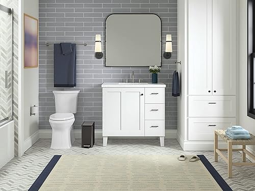 Vista 85 de Kohler 20956-ST - Escalón de cocina de reciclaje manos libres de 11 galones, cubo de basura con pedal de pie, tapa de cierre silencioso, acero Acero