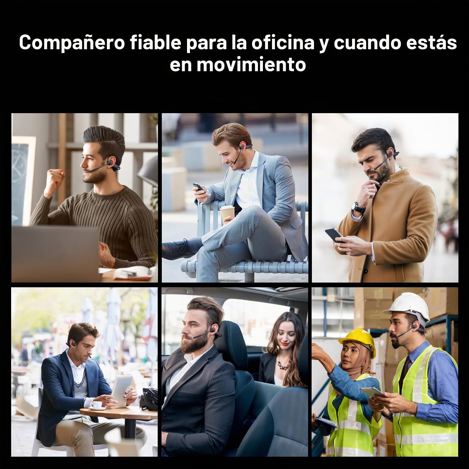 Nuroum OW20B Auriculares Inalámbricos con Micrófono Boom, Bluetooth 5.3/Función de Silencio/Conexión Multipunto para PC/Portátil/Teléfono, 15 Horas de Comodidad para Conducir/Trabajo/Llamadas/Entrenar