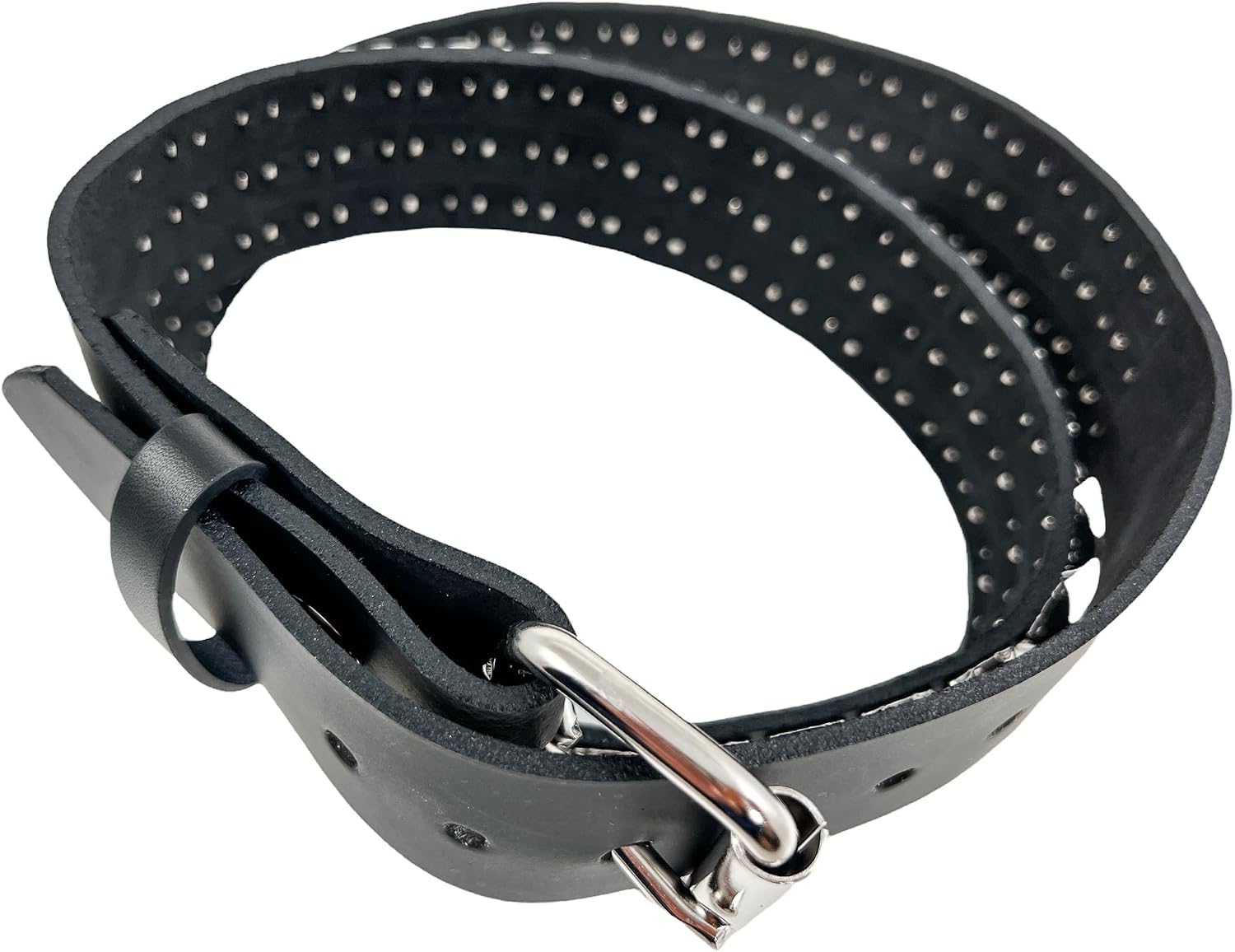 Three Row Pyramid Stud Belt Made In USA Genuine Leather Punk Goth Thrash Metal image 5