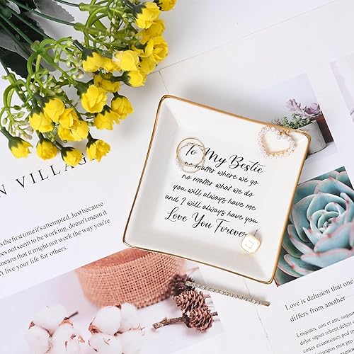 Miniatura 2 de Homlouue Best Friend Present for Women, To My Bestie Ring Dish, Friendship Going Away Gifts for Friends, Birthday Gifts for Women Bestie, Sister
