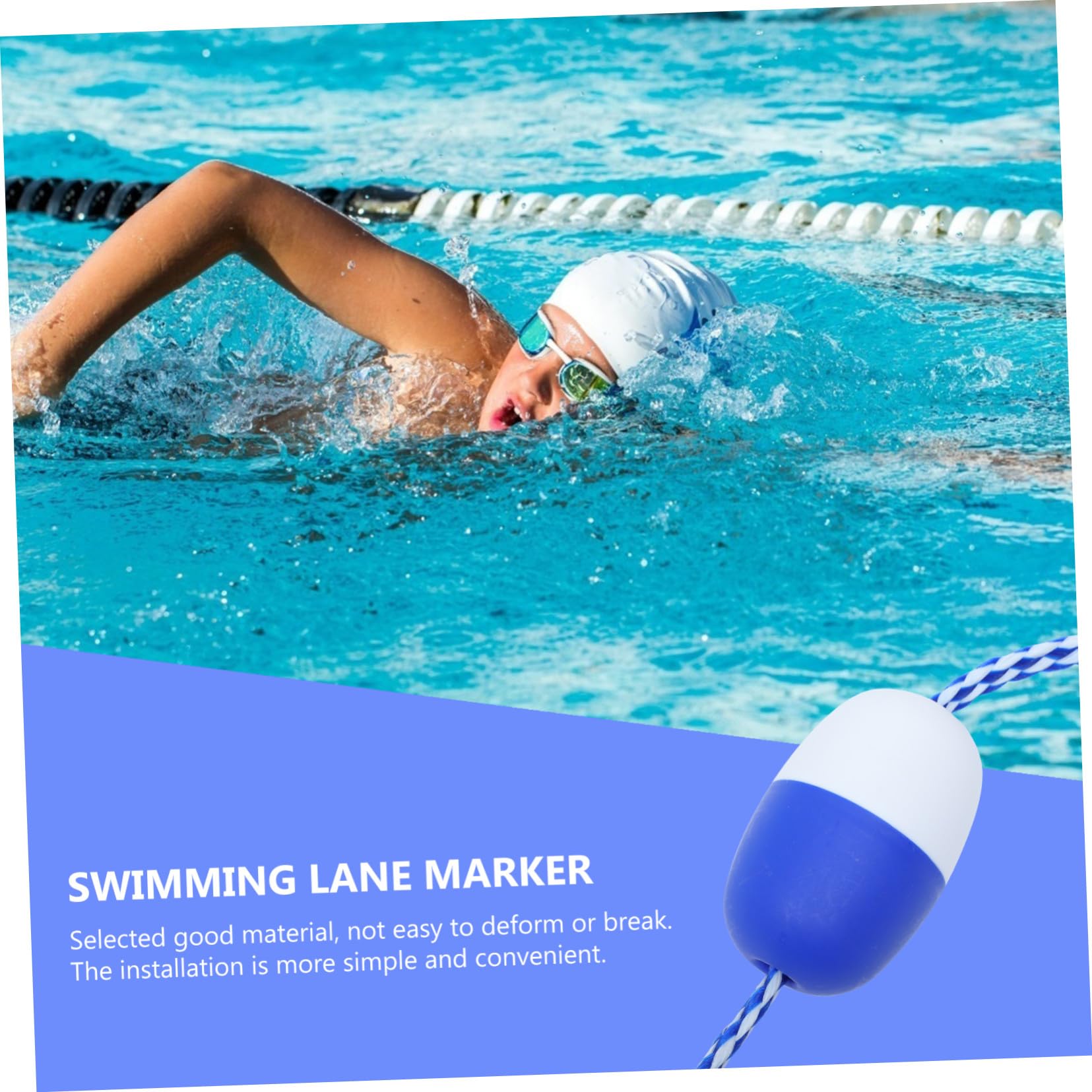 NUOBESTY Schwimmbahnmarkierung 5m Kunststoff mit Haken für Poolbereiche
