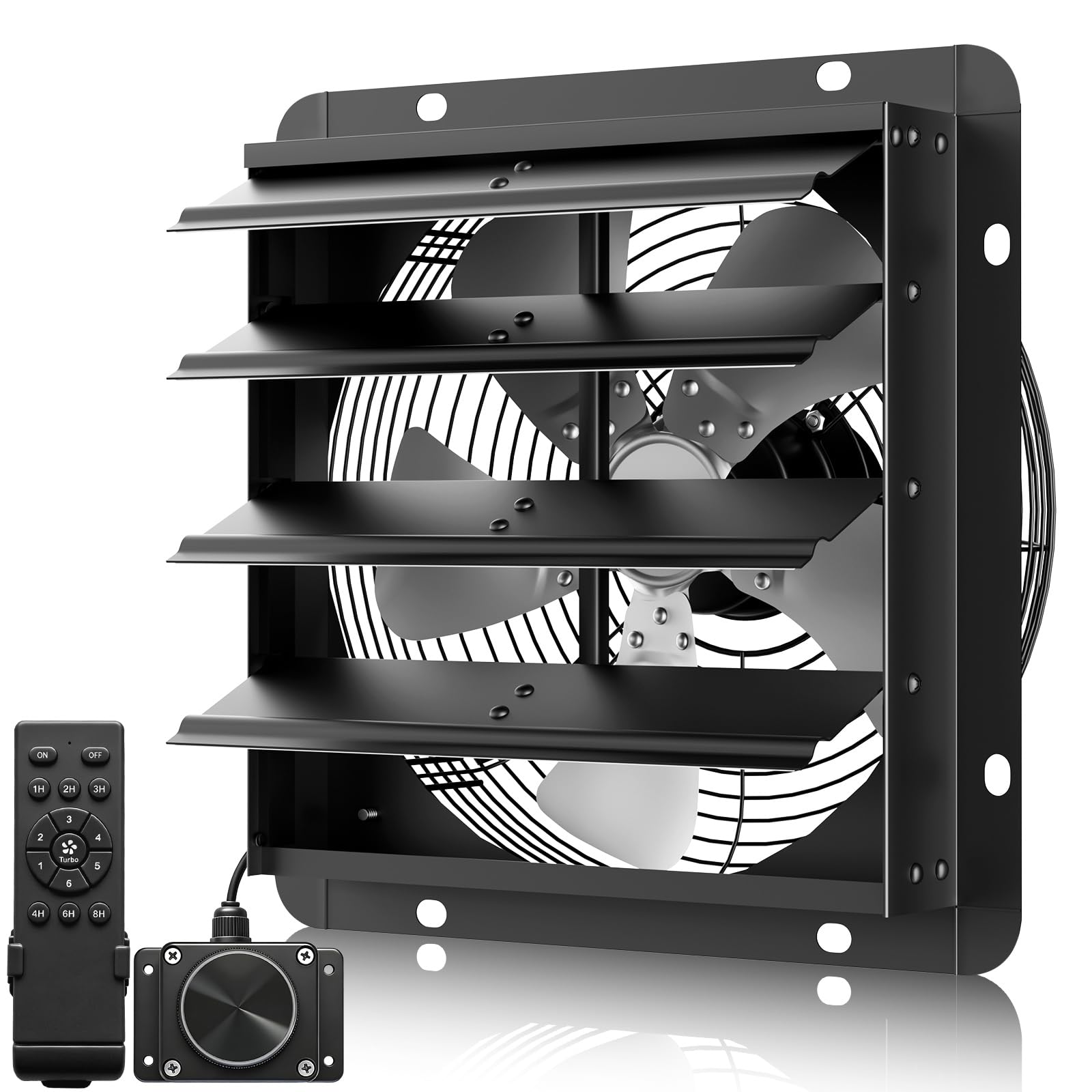 12 inch wall-mounted exhaust fan with EC high-efficiency energy-saving motor, remote control, timer, 18speed, 1800RPM, 1580CFM, ultra-high air volume,