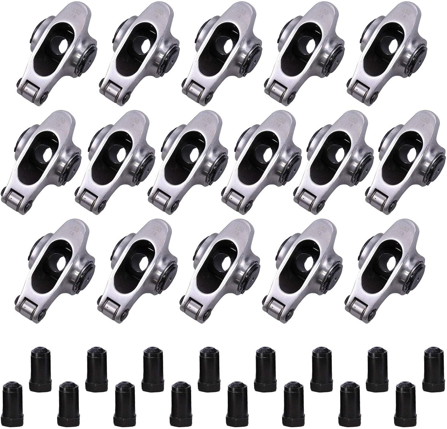 Top Street Performance Pro Series Stainless Steel 1.6 Ratio 7/16" Needle Bearing Roller Rocker Arms for Chevy Small Block