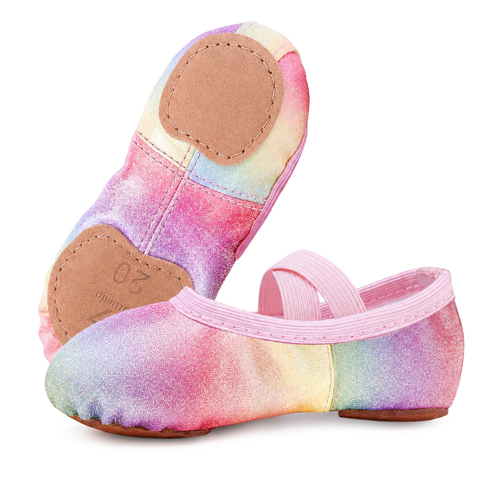 GroYolan Scarpette da Danza Classica per Bambina e Ragazza, Scarpe da Balletto Glitter con Suola Spezzata, Pantofole da Ginnastica Ritmica per Lezioni, Saggi e Spettacoli