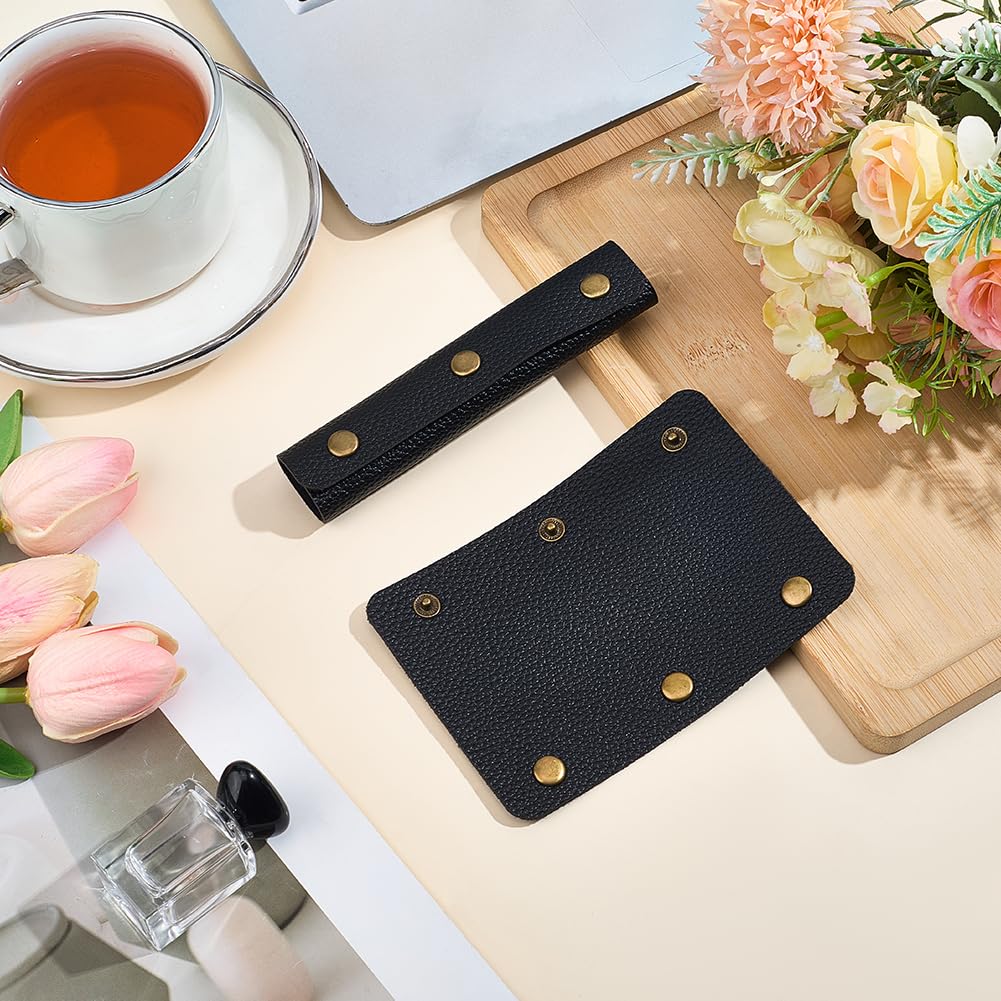 2 Funda de Piel Sintética para Asa de Bolso, Protector de Agarre con Botón A Presión de Metal, Almohadilla de Piel Suave para Correa de Equipaje, para Bolso, Maleta, Cartera, Compras