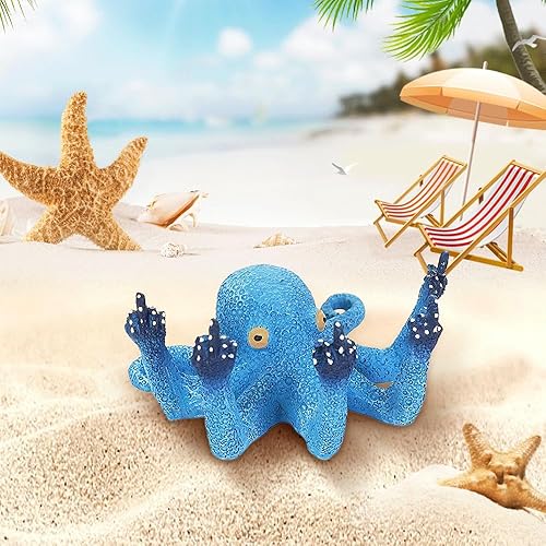 Miniatura 7 de Adorno de modelo de pulpo azul para decoración de pecera, accesorios de tanque de glofish de resina, decoración de mascotas acuáticas, adecuado para