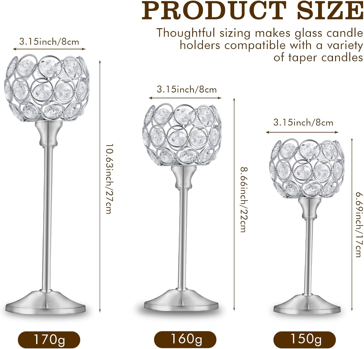 Crystal Candle Holders Set of 16 for Wedding Centerpieces Gold Or Silver Candle Holders Bulk Decorative Tealight Candle Holder for Wedding, Party,Table Centerpieces Decoration (Silver, 2 Sets(6 Pcs))