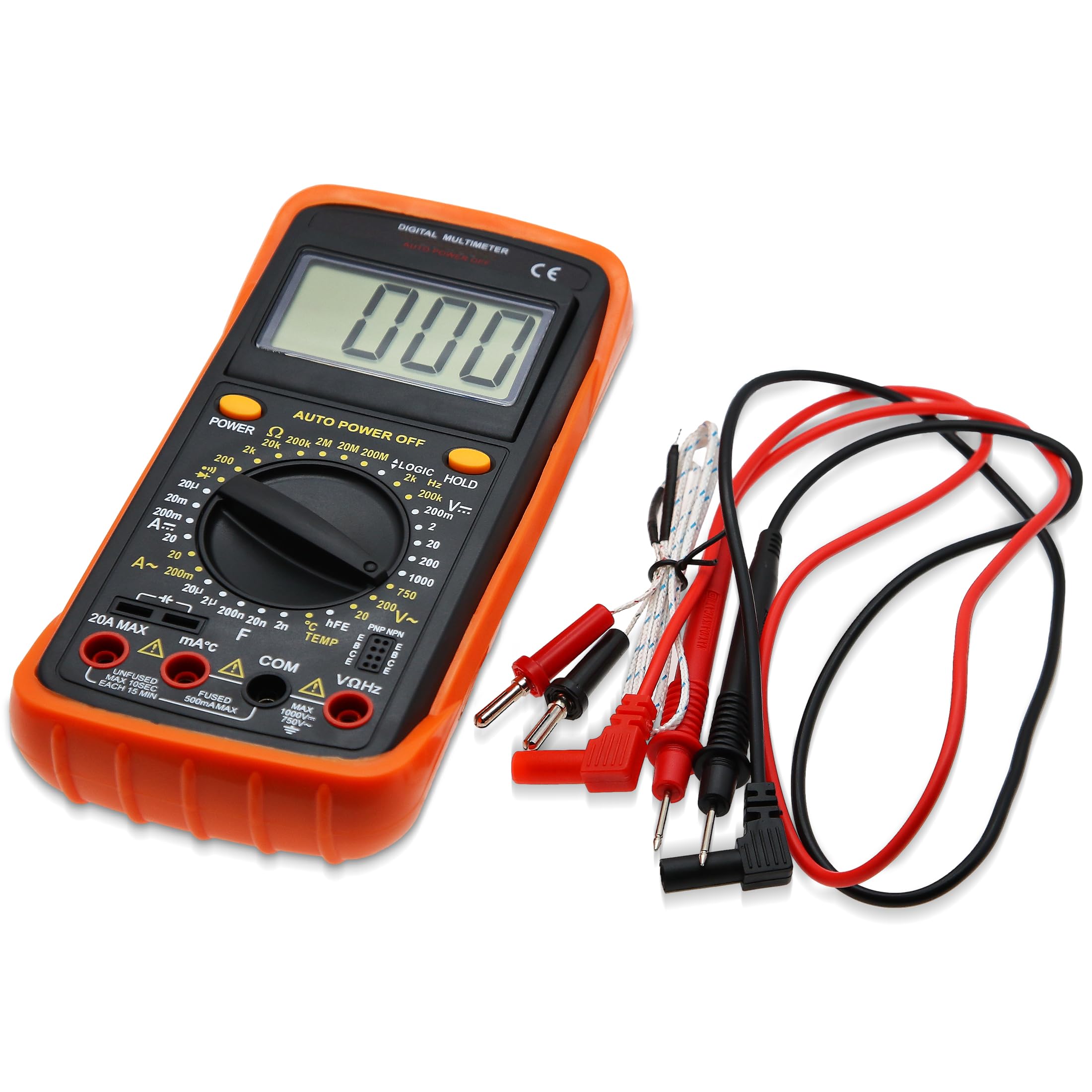 Digital Multimeter AC/DC Amp Ohm Voltage Resistance Continuity Capacitance Diode HFE Temp r