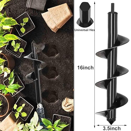 Miniatura 58 de TCBWFY Broca de taladro de 2 x 32 pulgadas para plantar – Taladro de jardín de mango largo fácil – Augers para plantas de bulbos y ropa de cama