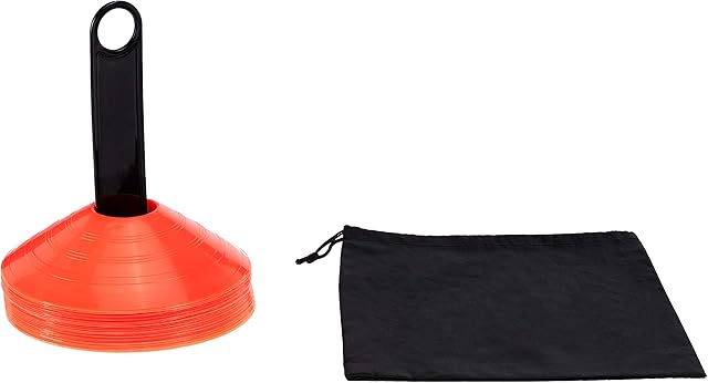 Amazon Basics Sports Practice Cones, 20 Cones with Holder