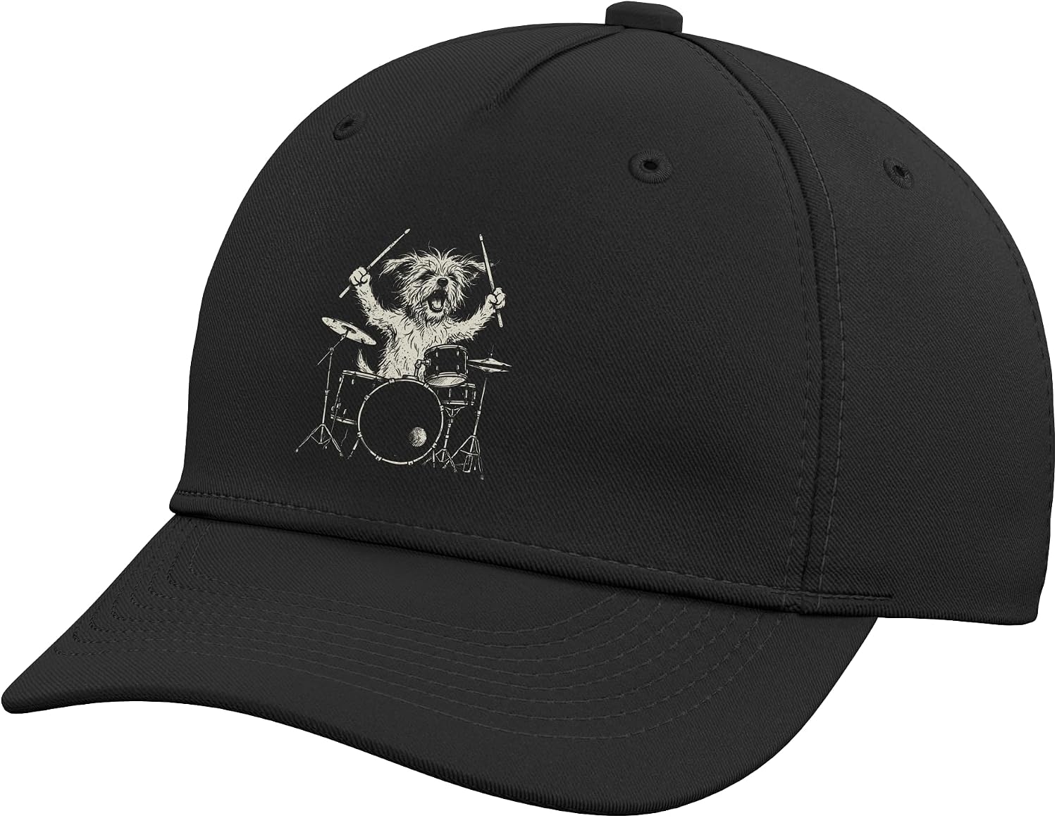 Funny Dog Drummer Drum Set Percussion Musician Music Lover Adjustable Baseball Hat