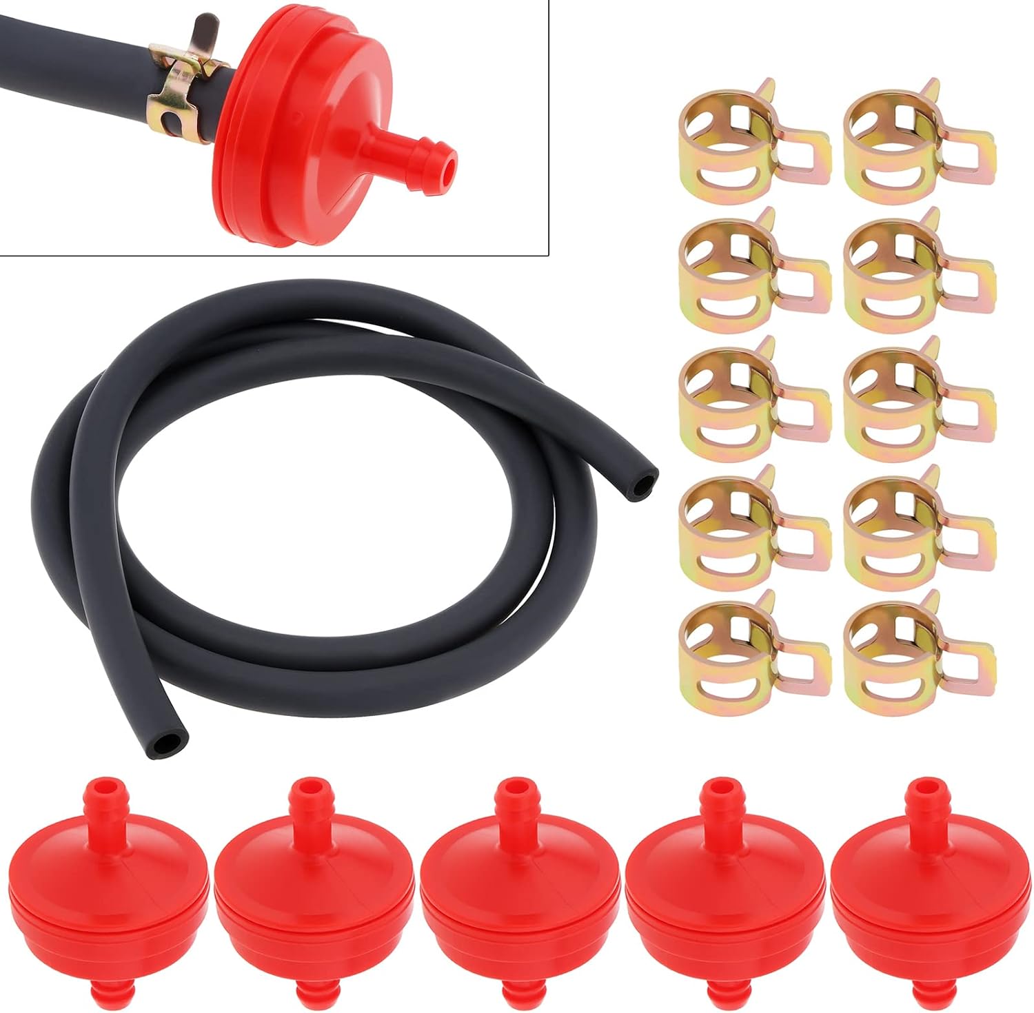 Windance 1/4" ID Fuel Line Kit, 1 Meter Fuel Line+5pcs Fuel Filters +10pcs Fuel Hose Clamps Fit for BRIGGS STRATTON Craftsman JOHN DEERE SCAG 298090 394358 394358B 394358S Lawnmower