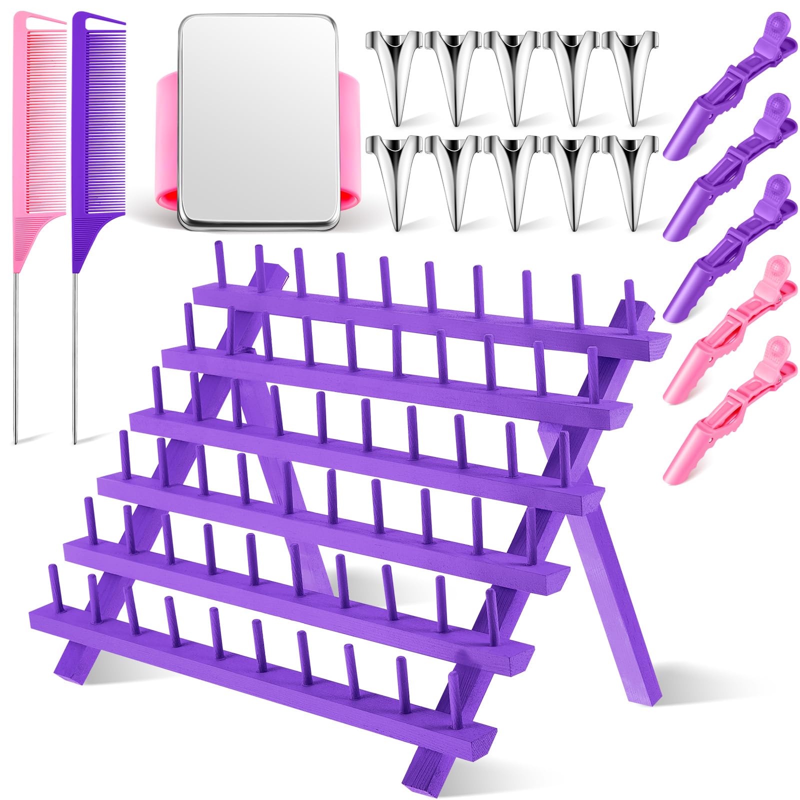 Juexica 19-Piece Hair Braiding Rack and Styling Tool Set