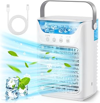 Portable Air Conditioner Fan, 3 Speed 2 Cold Fog 3 Automatic Timing Small Air Conditioner Air Conditioning Unit for Home, Office