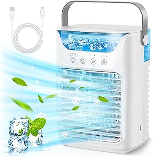 Portable Air Conditioners, Air Cooler Humidifier with Water Tank and Cold Mist, Cooling Fan Holder Auto Sync for Room