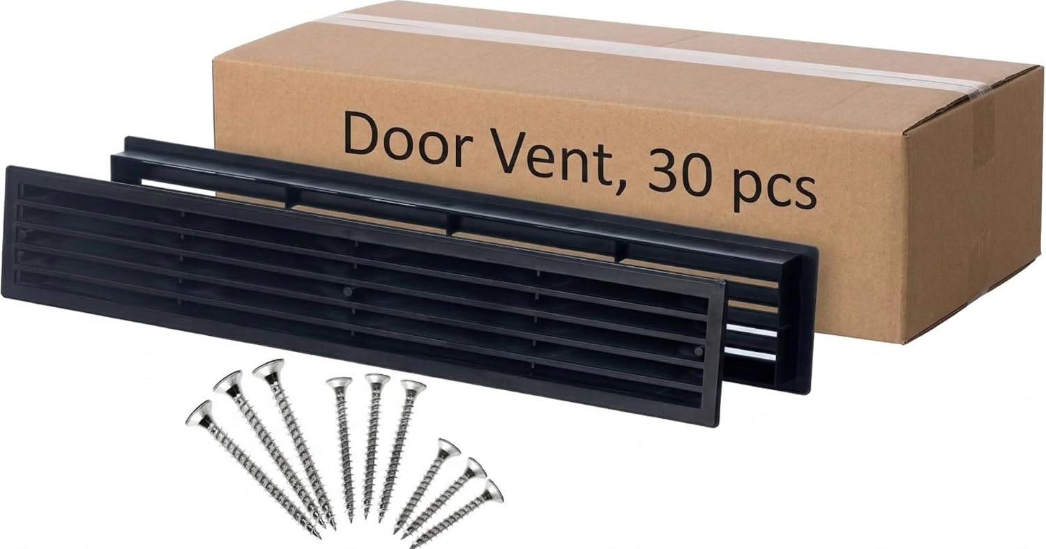 2pcs, Black Door Vent Cover 17.7x3.6 inch with Screws - Plastic Ventilation Grill - Door Vents for Interior Doors Two Sided - Door Louver Vent - Door Return Air Vent with Screws, by Steinberg14